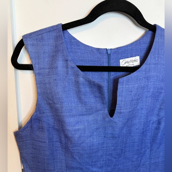 Amy Matt Royal Blue Silk Split Neck Shift Dress - Picture 5 of 5